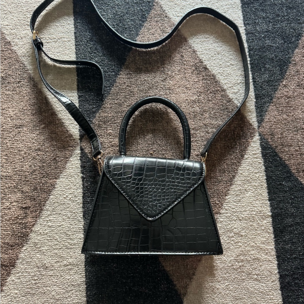Black Crocodile Mini Handbag